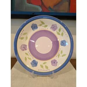 Gibson Mix n Match BELLA Blue Lavender Flower Band Stoneware Dinner Plate — 11″